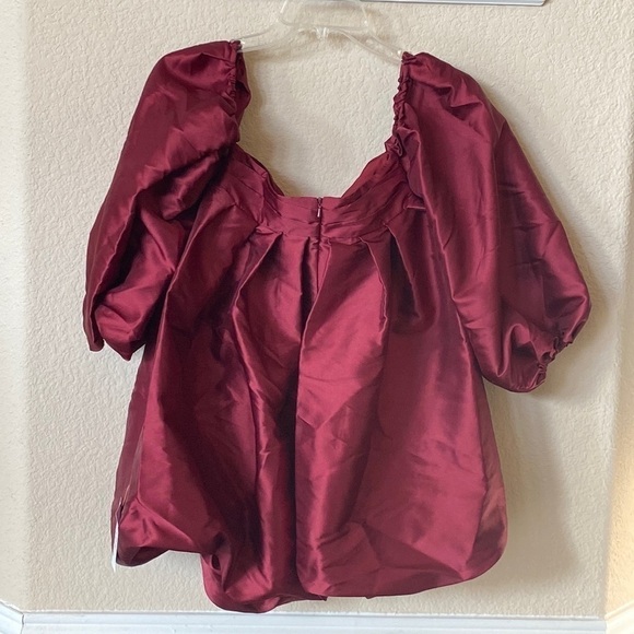 ASOS LUXE Bubble Babydoll Off-shoulder Satin Mini Dress Deep Red/Burgundy Size 2 - Picture 12 of 14